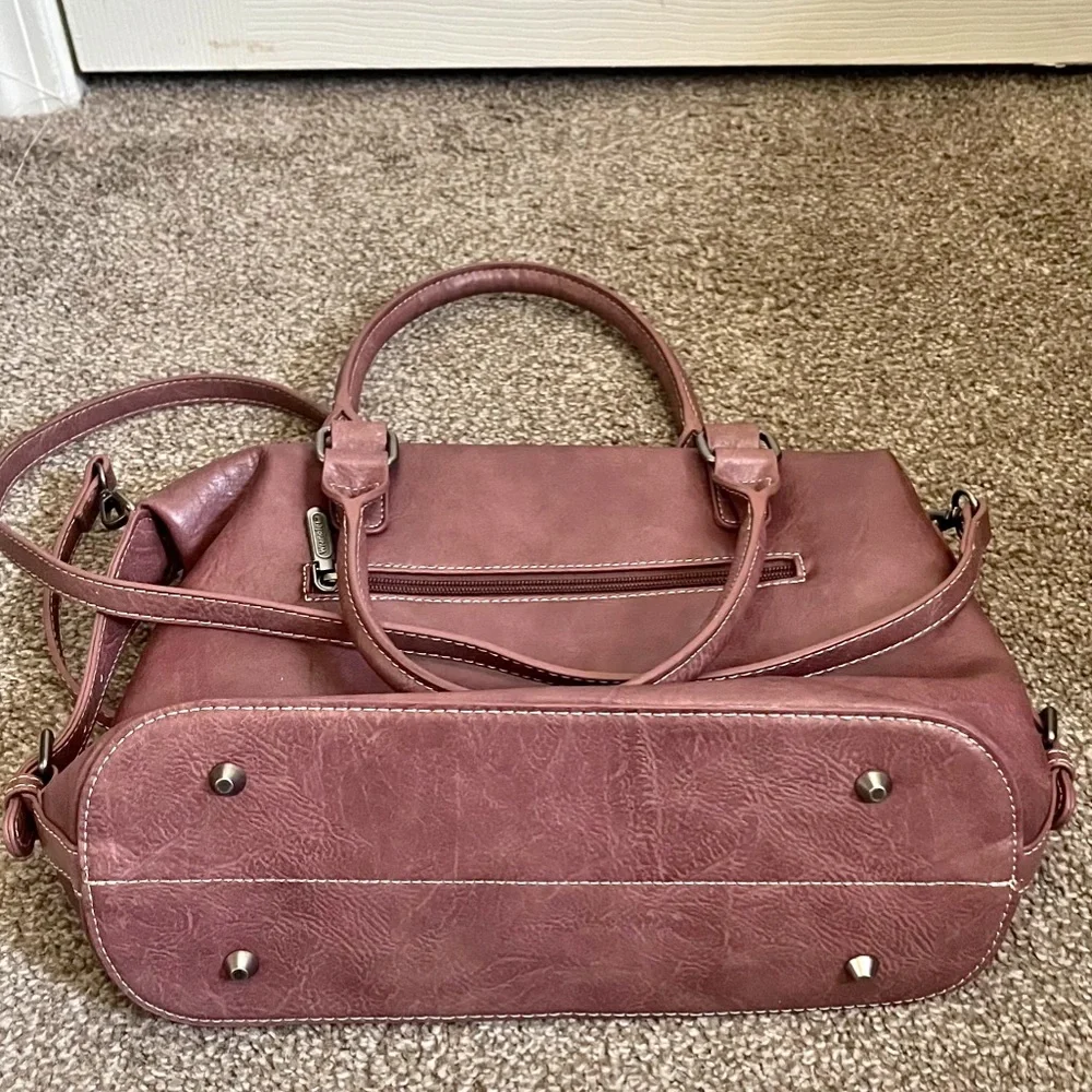 Wrangler Western Doctor Bag Satchel Brown Horse Shoe Accents Rodeo Equestrian